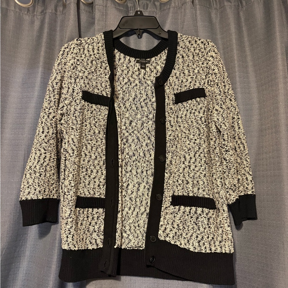 Women's Black and White Cardigan